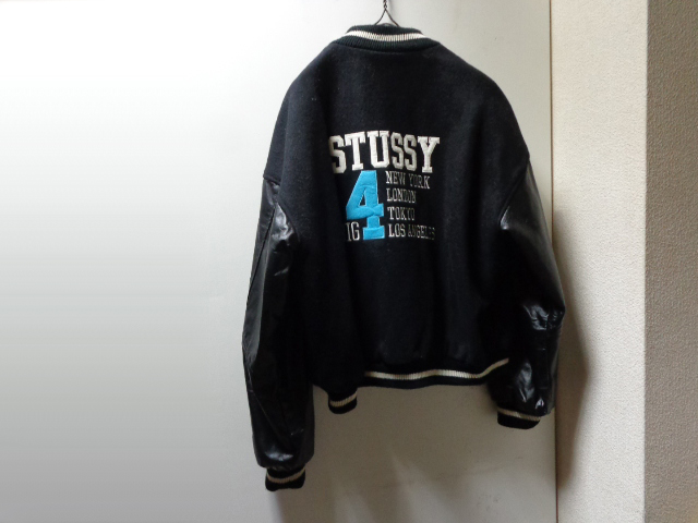 98'S OLD STUSSY BIG4 LEATHER×MELTON STADIUM JACKET（98年製オールド