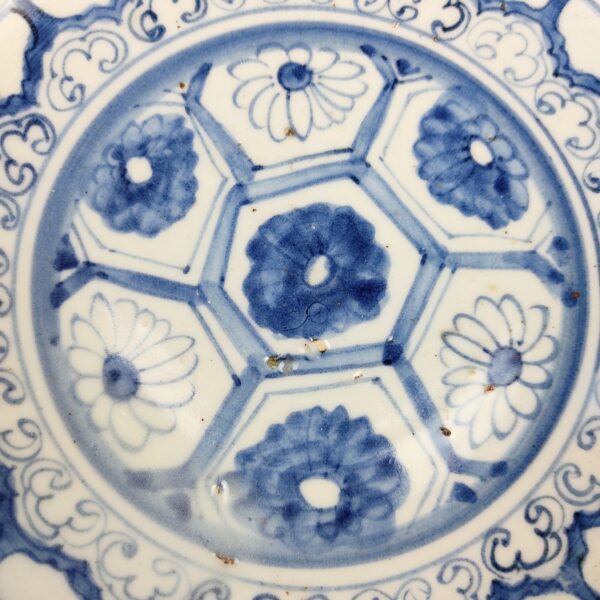 初期伊万里 亀甲菊文七寸皿 – 古美術西川