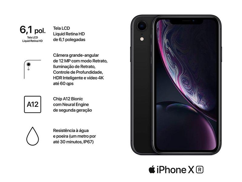 iPhone XR Apple 128GB Preto 6,1” 12MP iOS