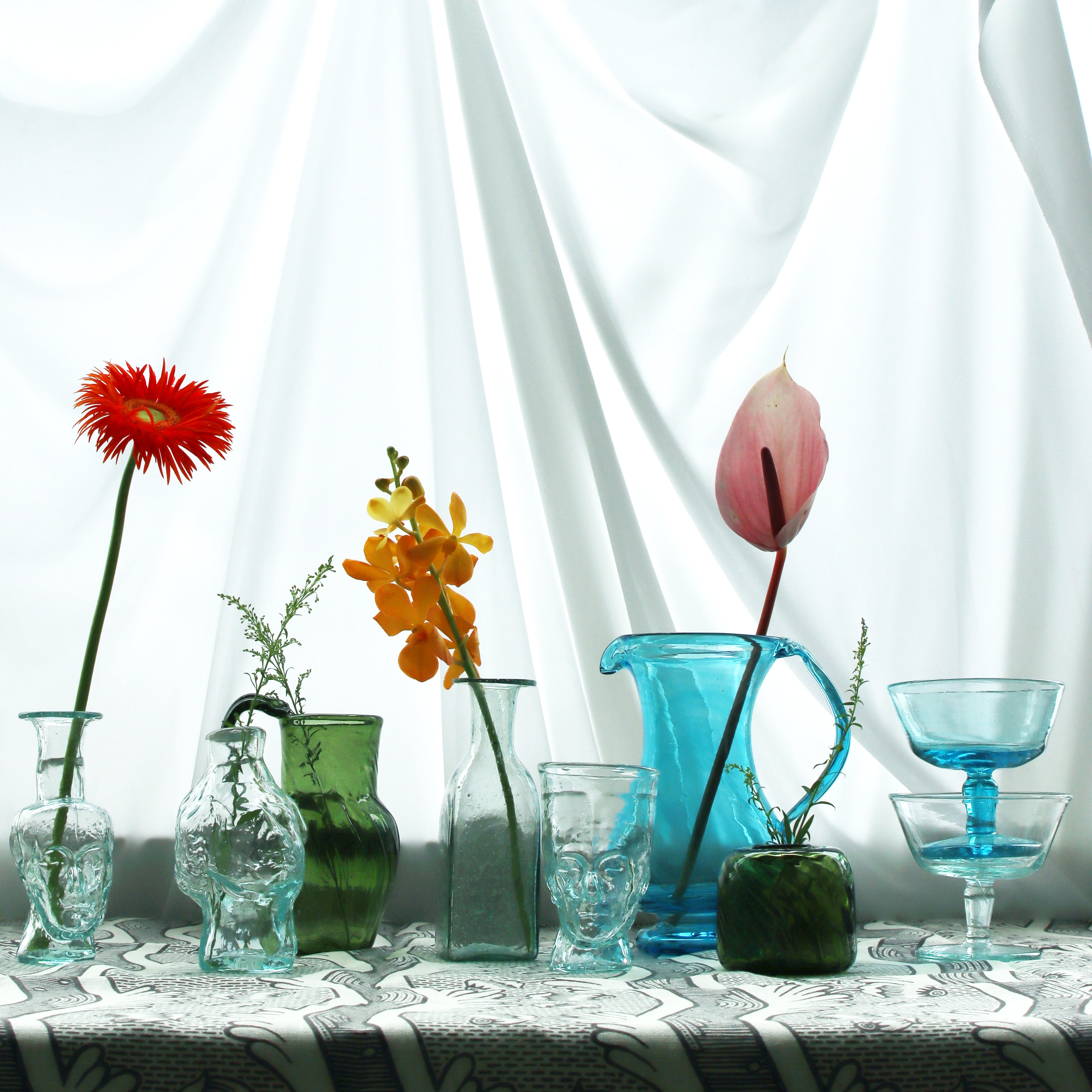 フランス製 吹きガラス花瓶 フランス製 吹きガラス花瓶