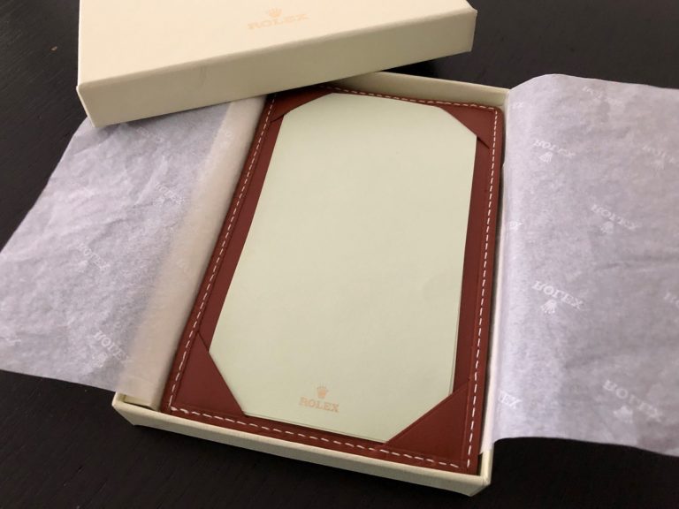 ロレックス ノベルティ(非売品)レザー メモ帳ケース ブラウン エンボス