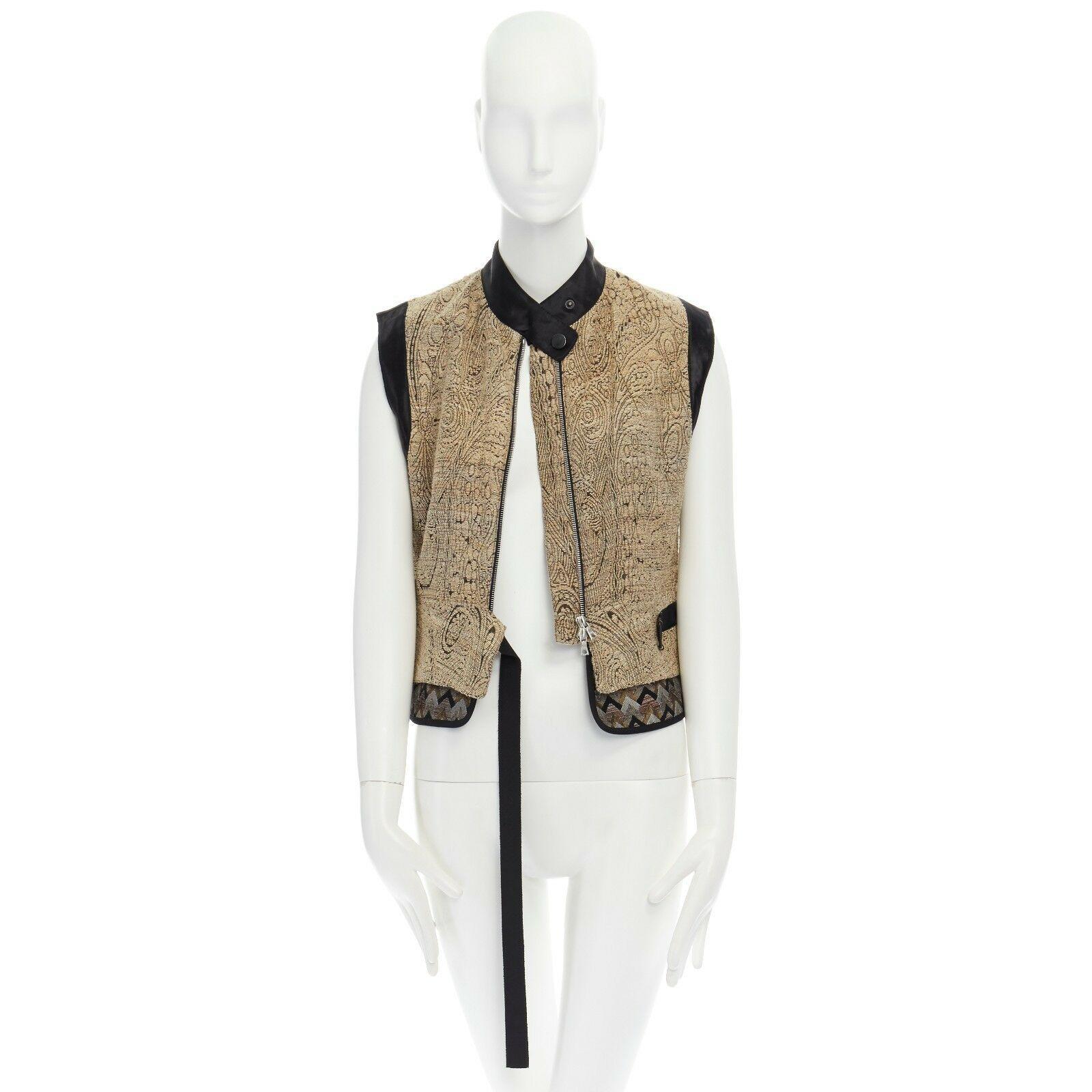 DRIES VAN NOTEN SS15 gold ethnic embroidered brocade harness vest
