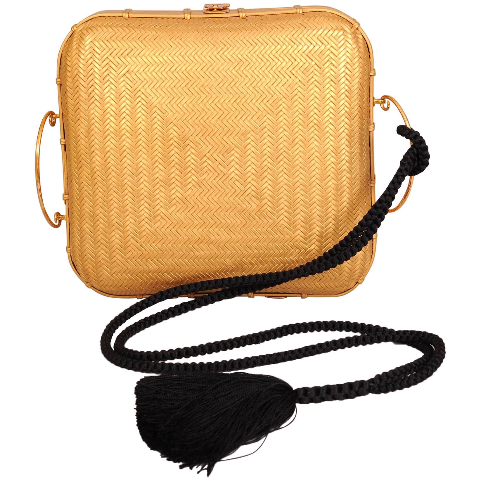 Elsa Peretti Tiffany and Co. 18K Gold, Silk and Hand Woven Bamboo