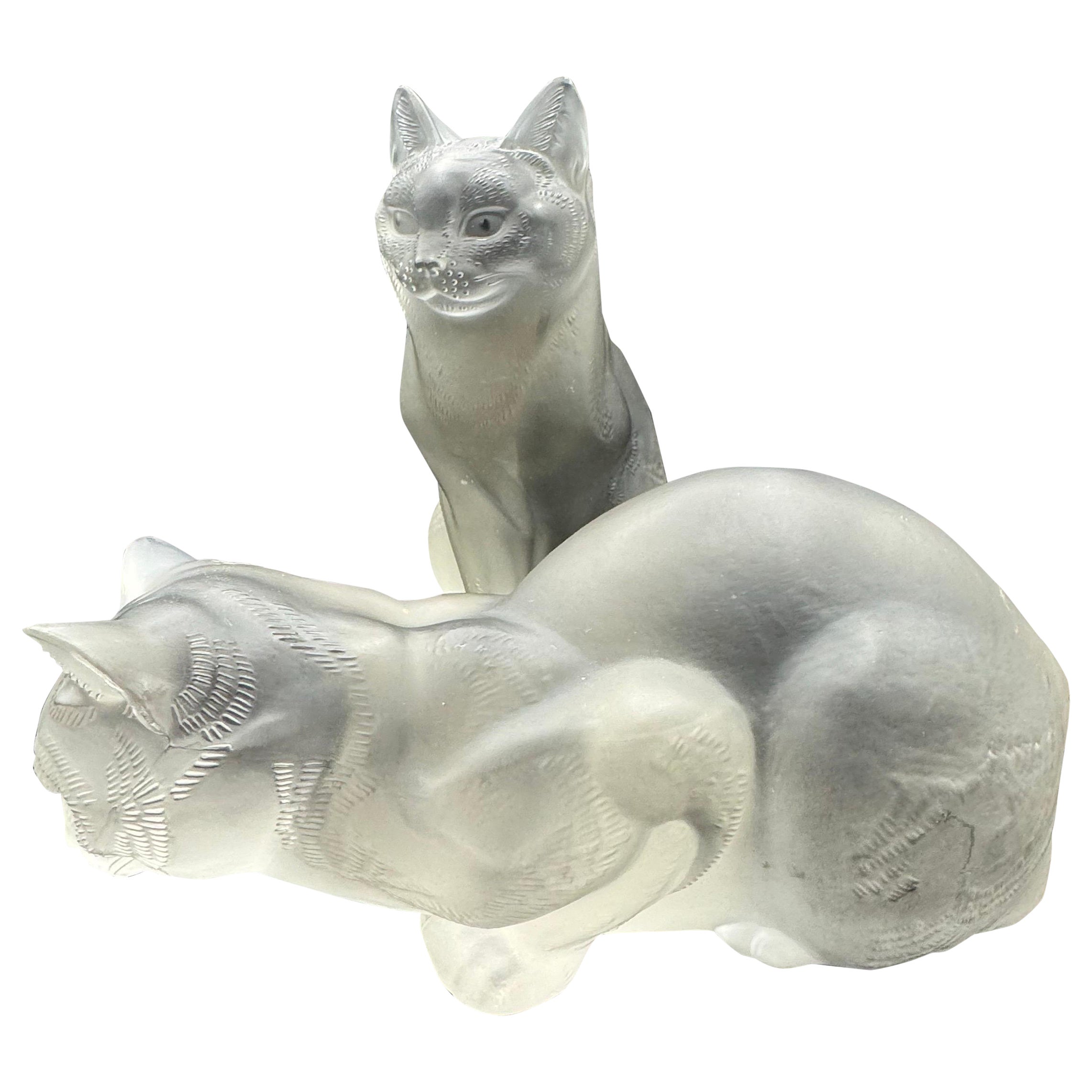 LALIQUE 猫のクリスタル彫刻 LALIQUE 猫のクリスタル彫刻 LALIQUE 猫の