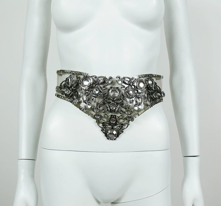 Jose Cotel Vintage Rare 1985 Jewelled Clear Vinyl Belt at 1stDibs