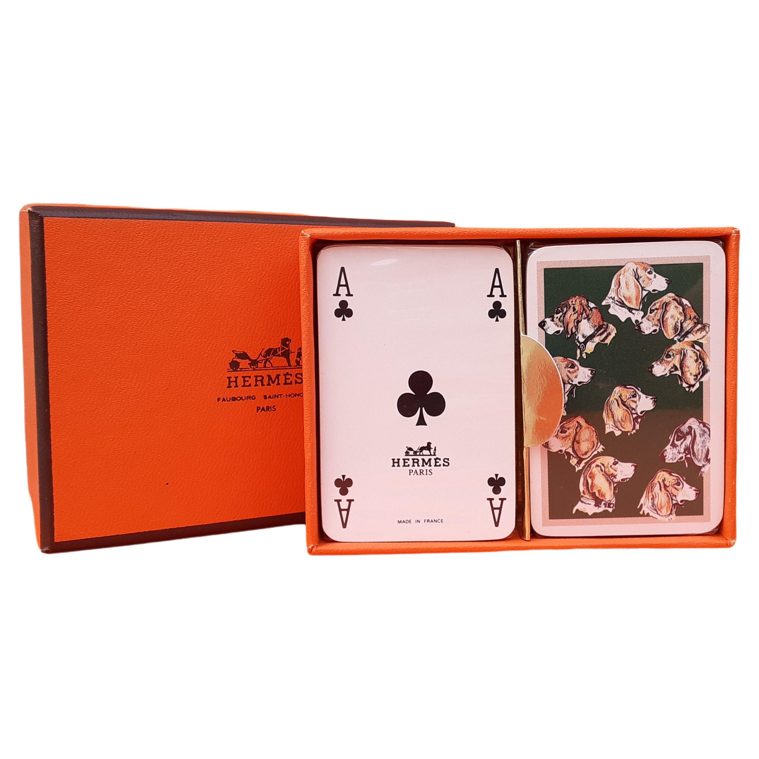 Adorable jeu de 2 mini jeux de cartes Hermès Motif Monarch De