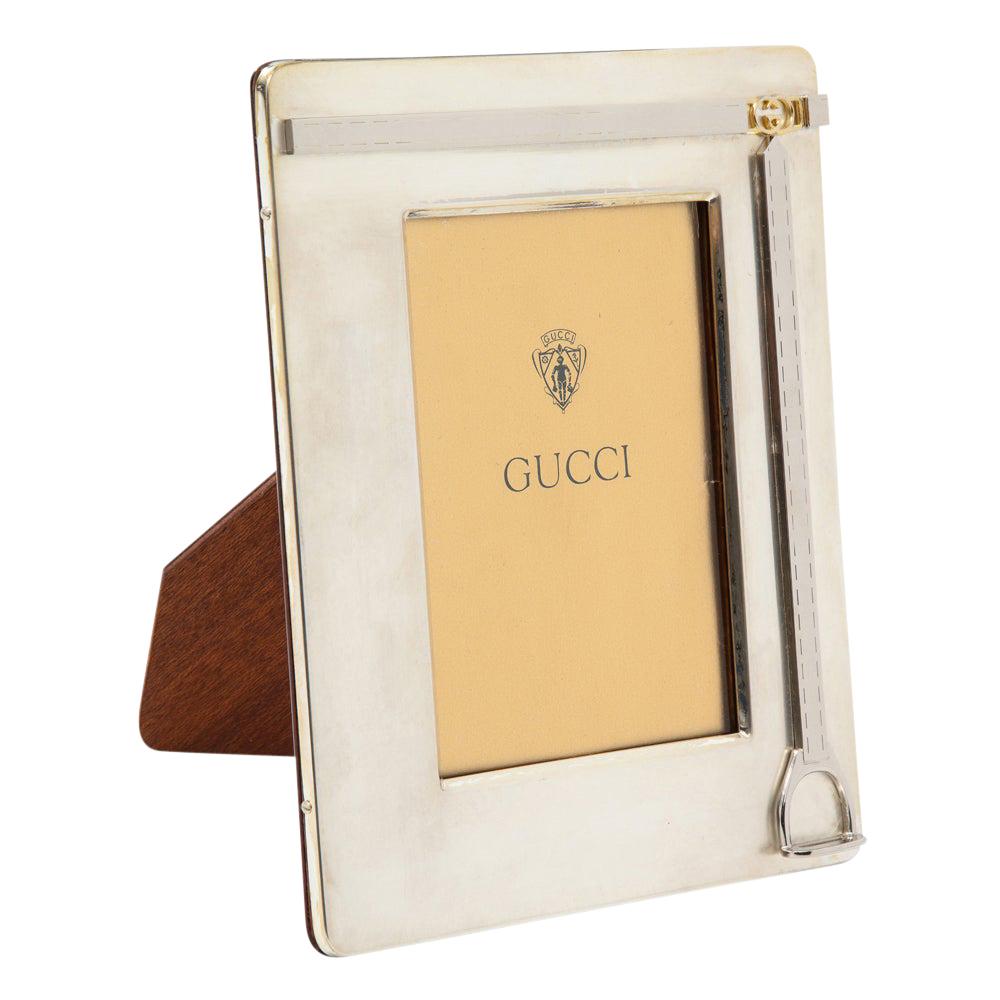 Gucci Stirrup Picture Frame, Silver Plate and Brass, Signed at