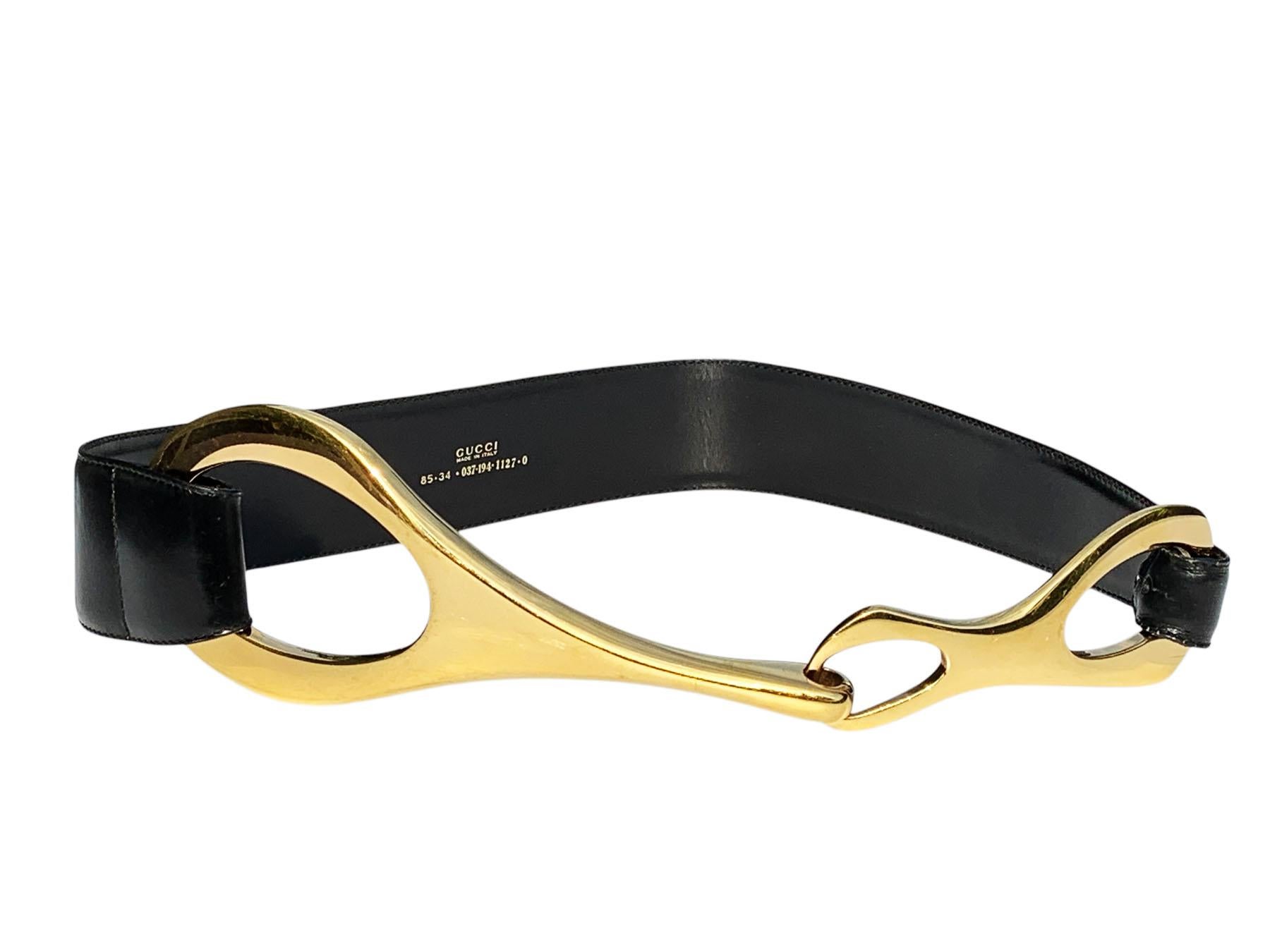 Tom Ford for Gucci FW 1996 Oversized Black Leather Gold Hosebit