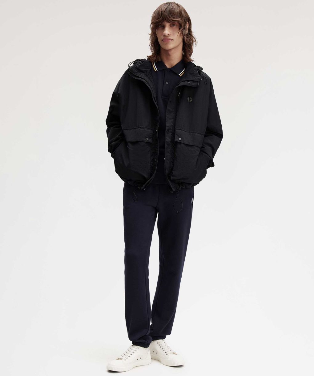 Fred Perry Black Cropped Ripstop Parka