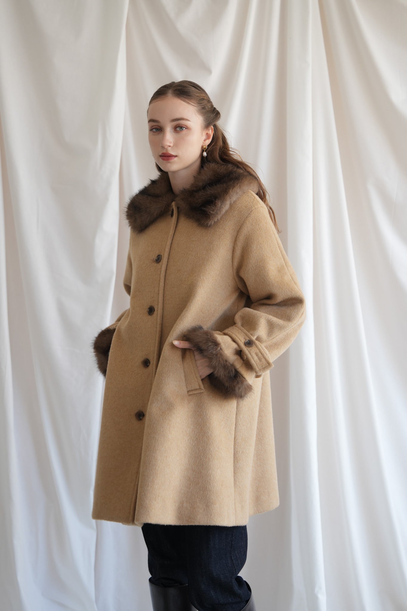 fur flare middle coat – Acka online store