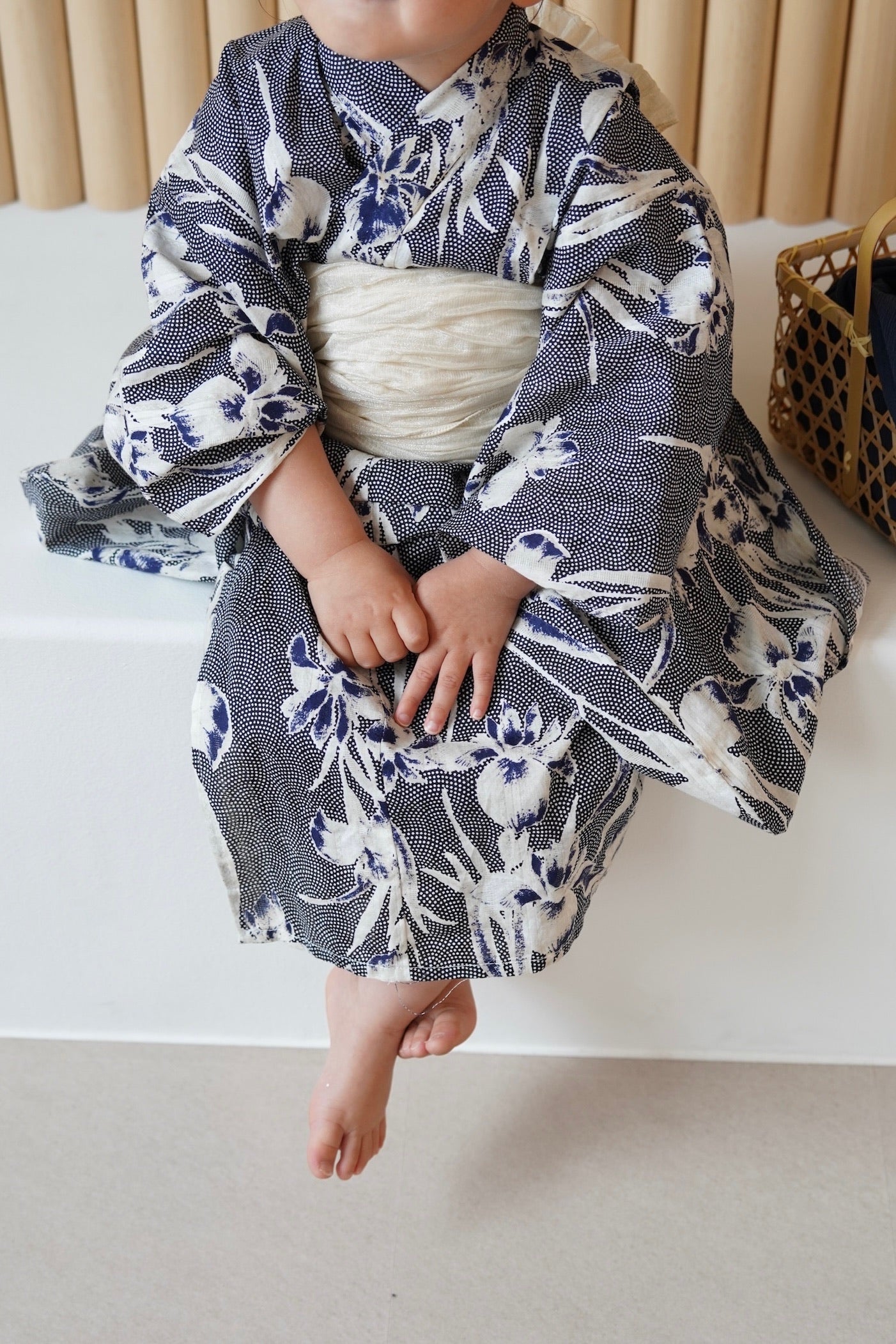 utatane×Acka.］kids 鮫小紋と菖蒲 navy 浴衣3set – Acka online store