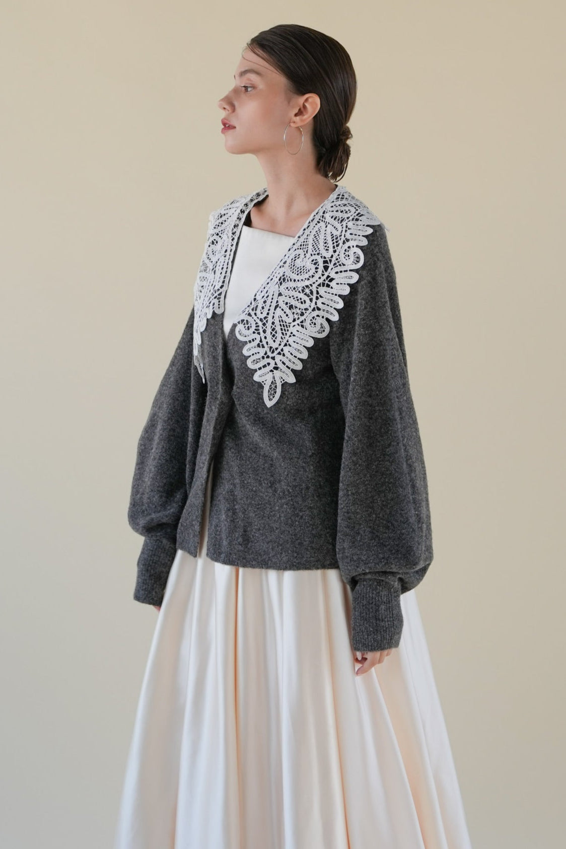 lace collar knit cardigan – Acka online store