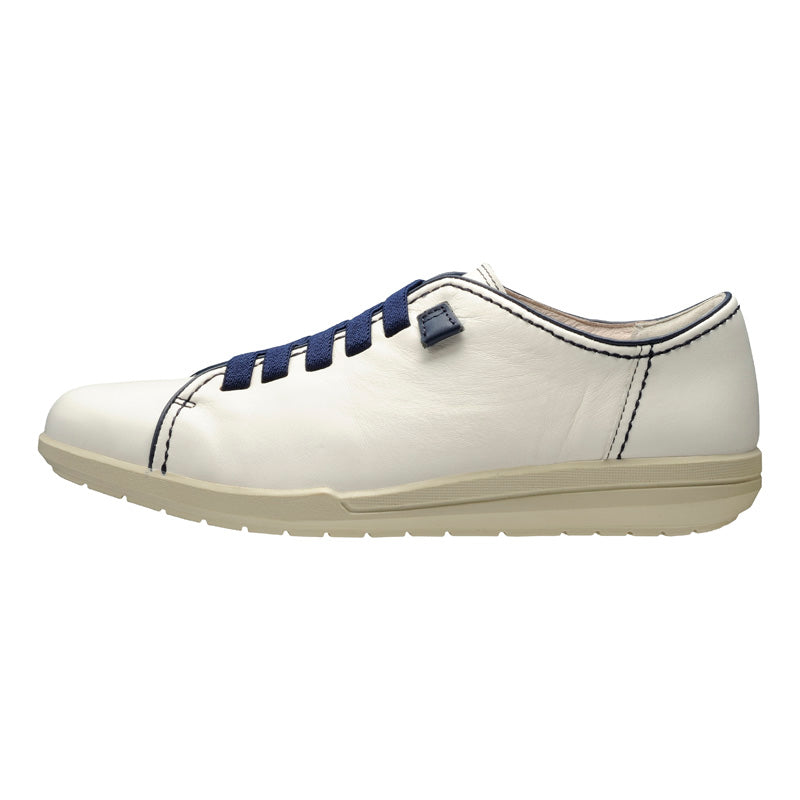 アキレス・ソルボ C 563 白/ネービー｜牛革3E ゴム紐スリッポン｜メンズ