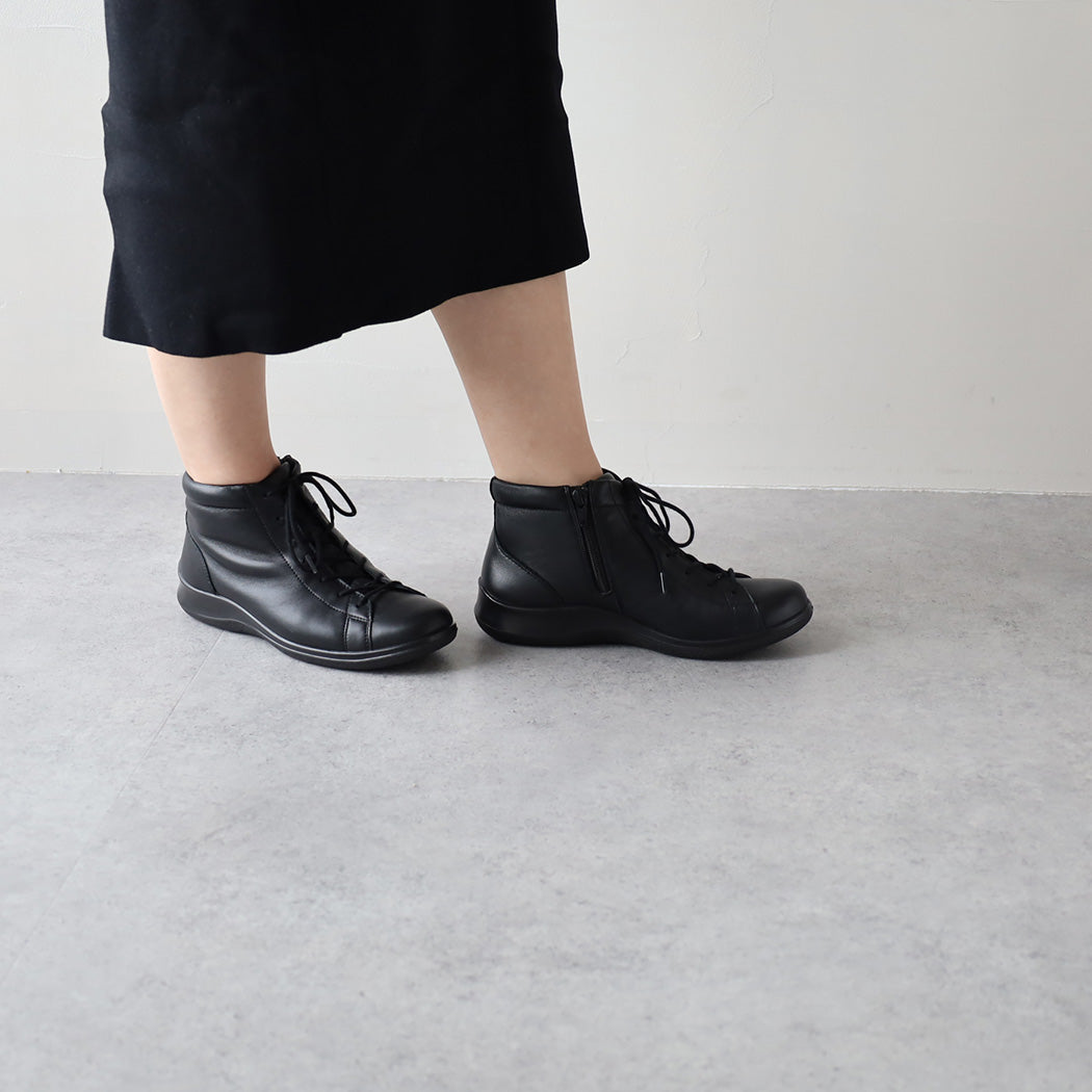 アキレス・ソルボ C 534 黒｜やわらか羊革3Eショートブーツ｜撥水