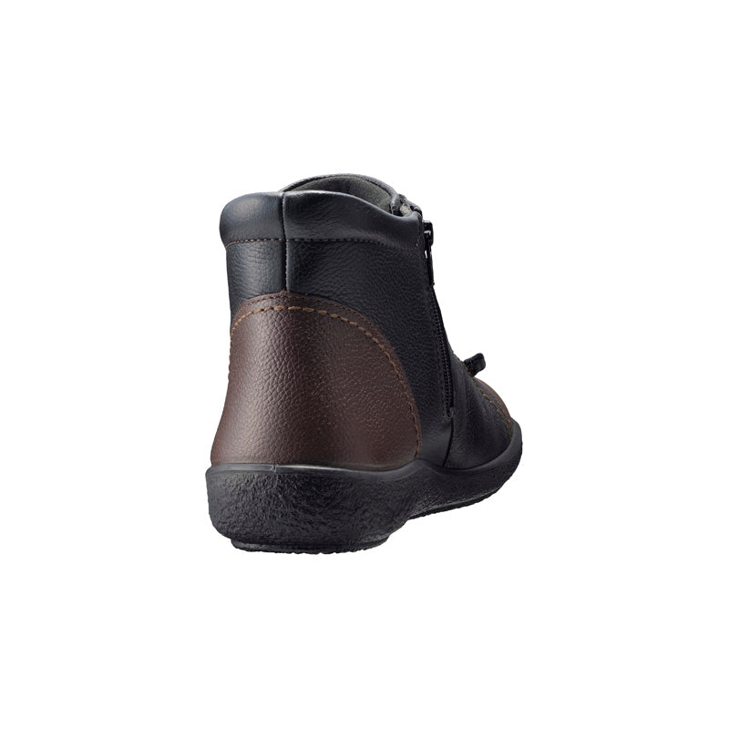 アキレス・ソルボ C 535 黒/コーヒー｜牛革3Eゴム紐ショートブーツ｜撥水