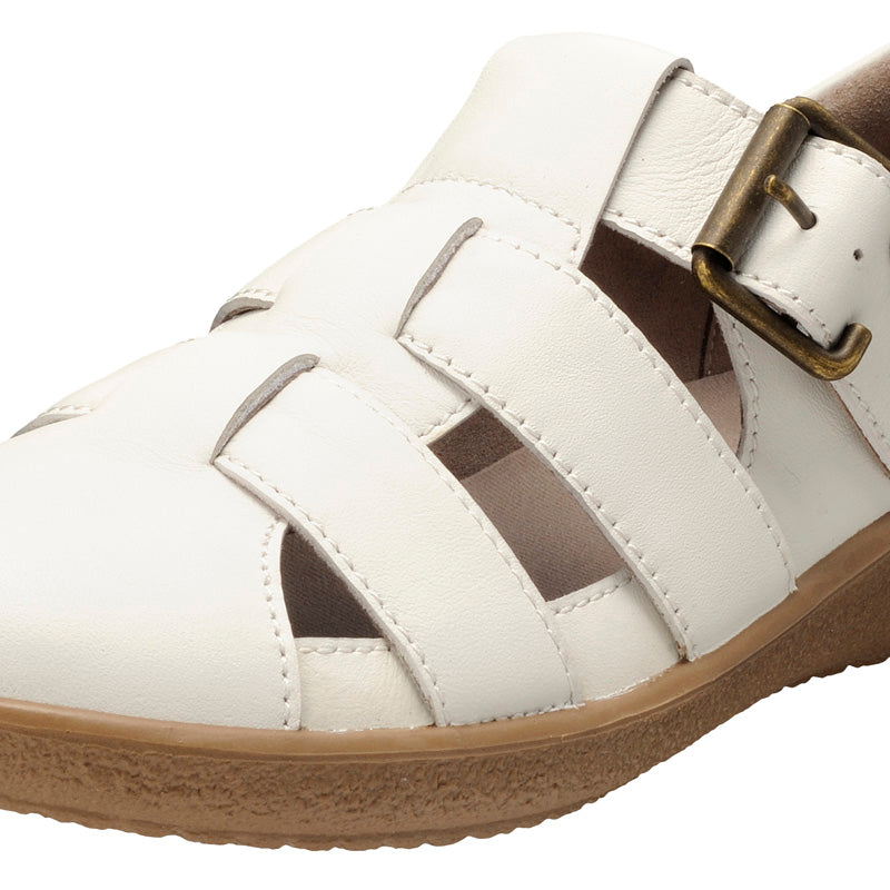 アキレス・ソルボ C 554 白｜牛革3E ストラップ付きグルカシューズ