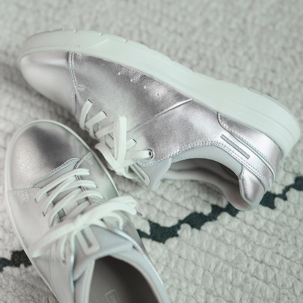 アキレス・ソルボ H 627 シルバー｜レザーコートスニーカー（レース