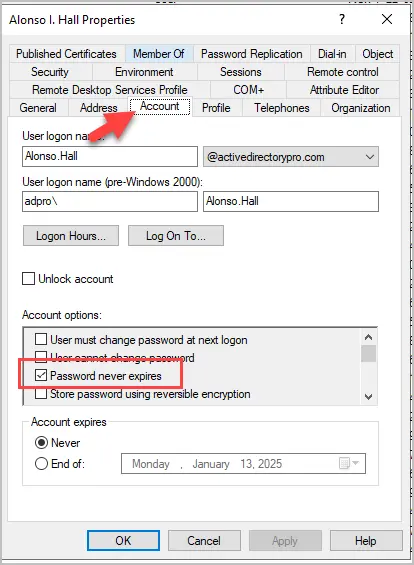 Find Users with Password Never Expires (2 Options) - Active