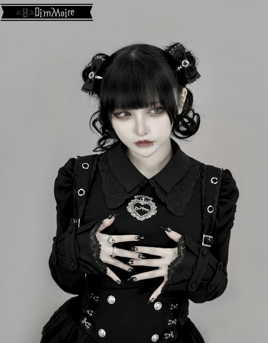 DimMoire【ディムモアール】おすましレース襟トップス/Black