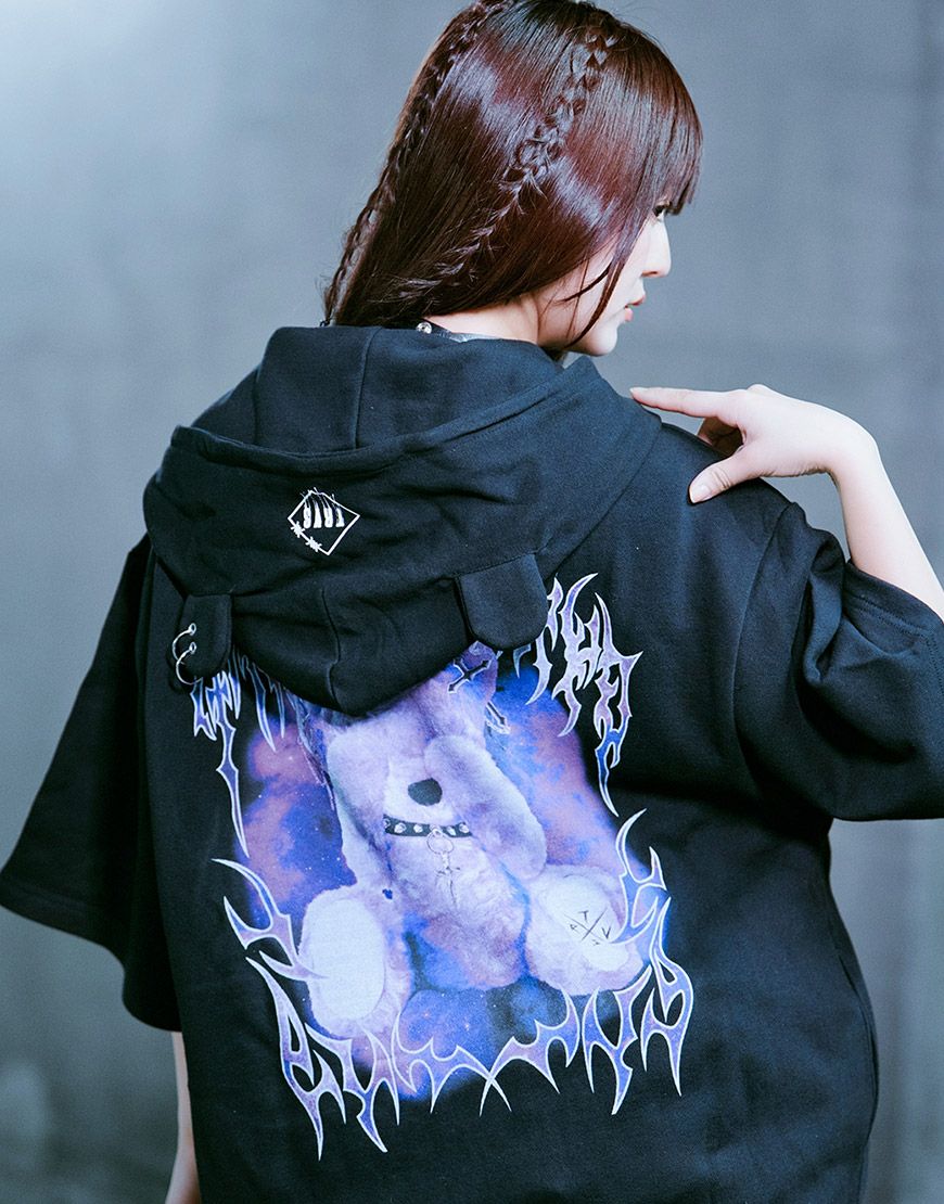 TRAVAS TOKYO【トラバストーキョー】クマ耳半袖ジップアップパーカー/全3色