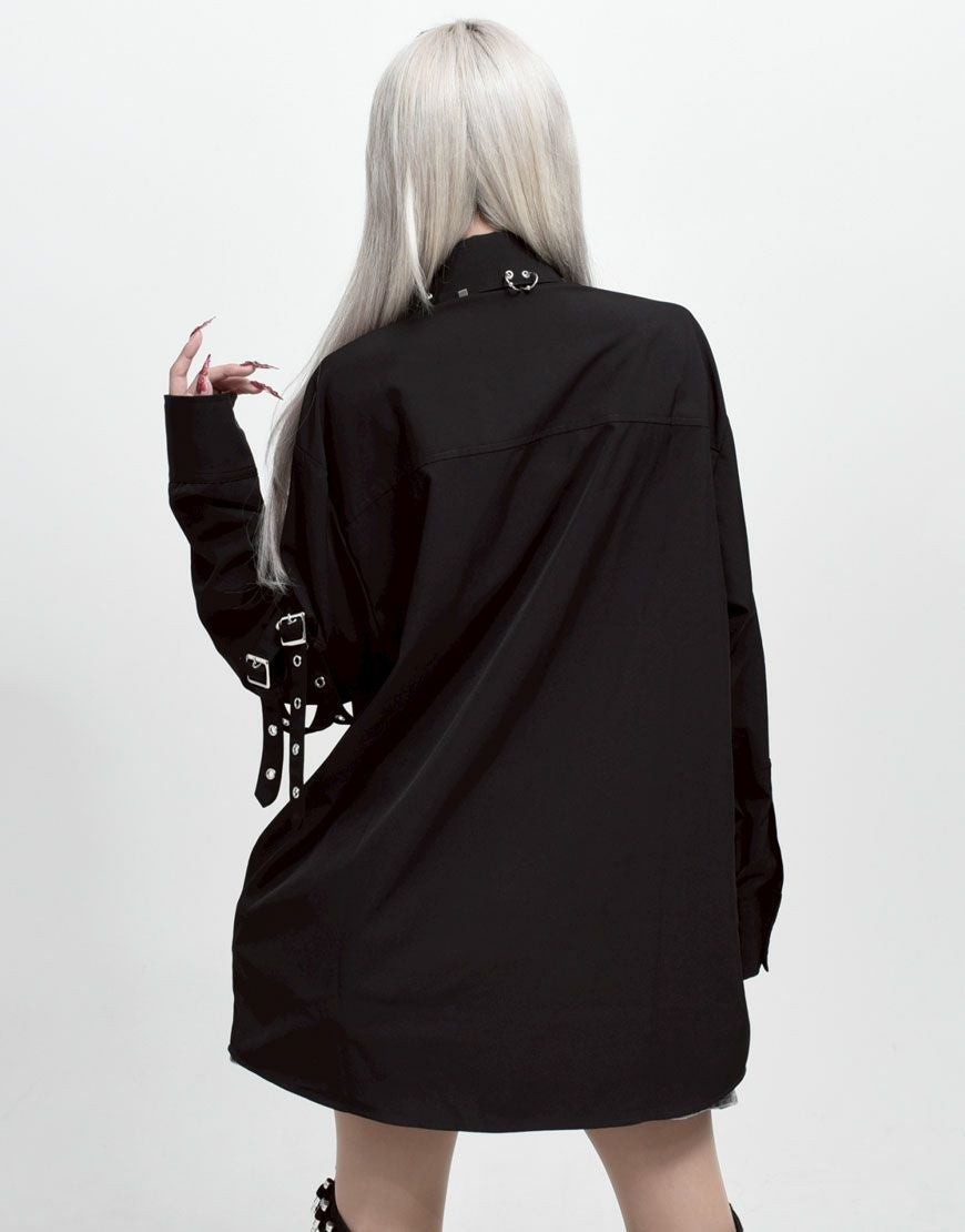 REFLEM【レフレム】ステッチ入りネクタイ付き長袖シャツ/全2色