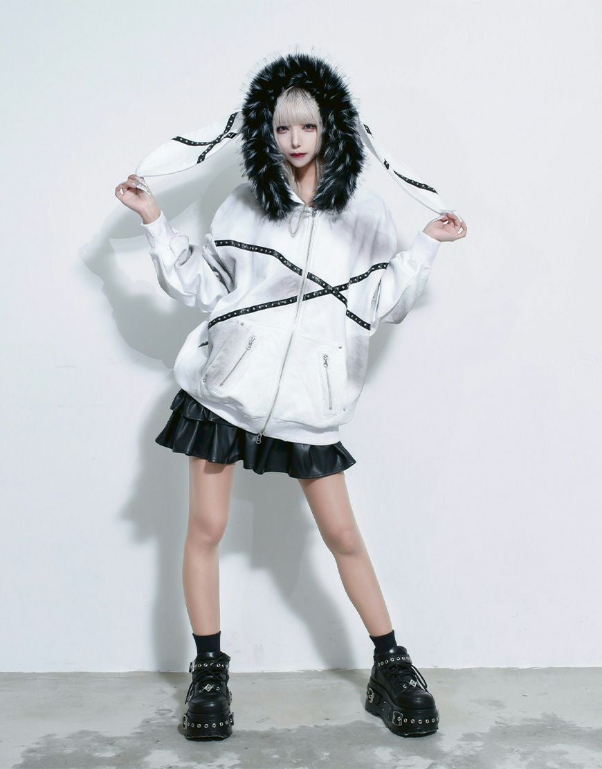 REFLEM【レフレム】ファー付きうさ耳ジップパーカー/全2色