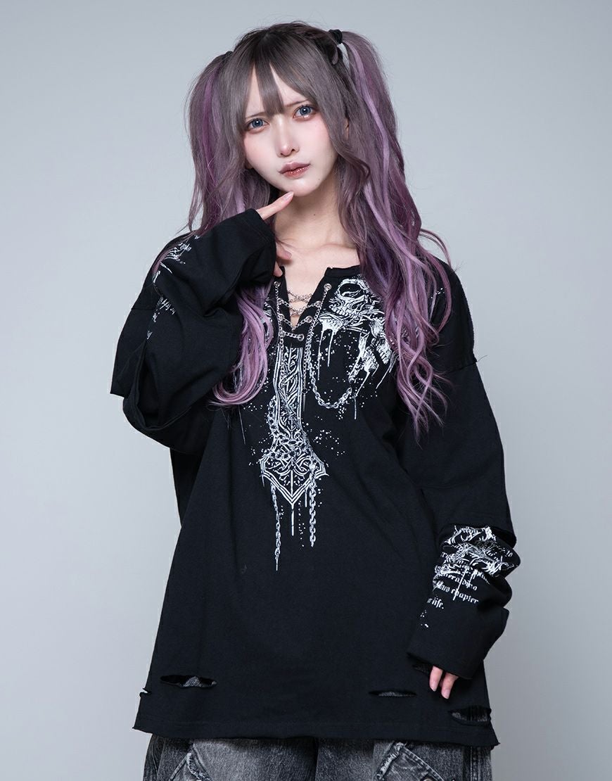 DimMoire【ディムモアール】おすましレース襟トップス/Black