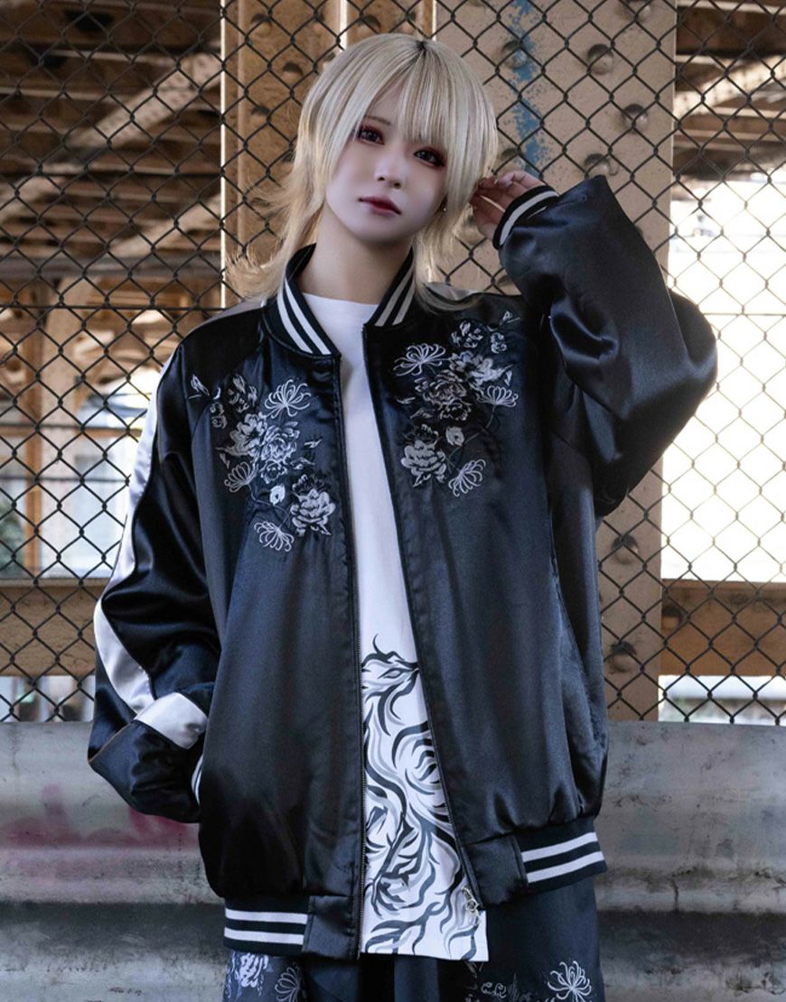 REFLEM【レフレム】スカル刺繍闇艶スカジャン/全2色