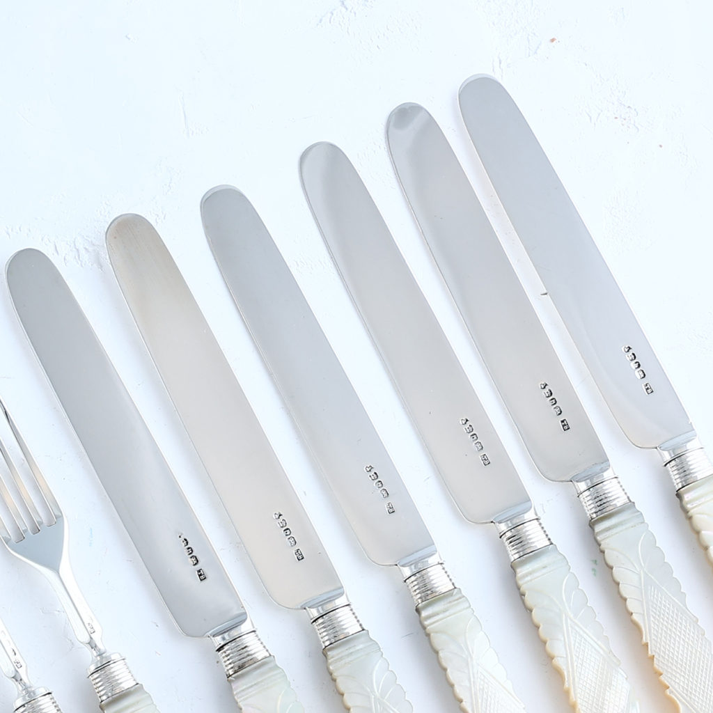 英国ヴィンテージ 純銀P ナイフ フォーク 12本set (L10) 英国