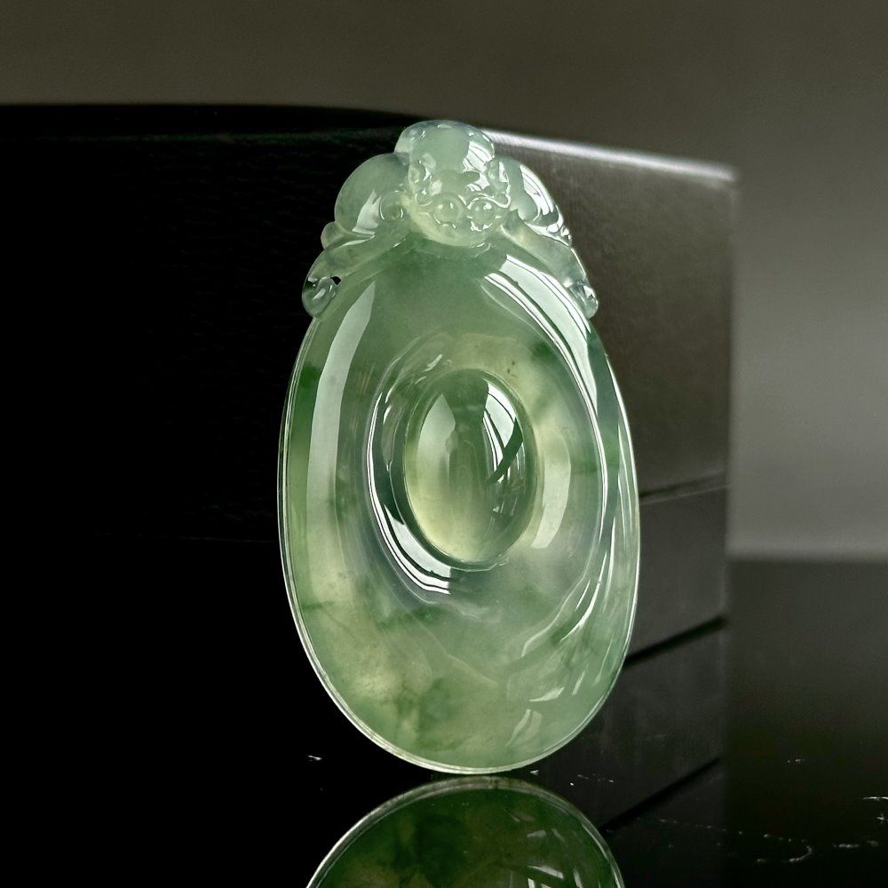 高冰種飄花翡翠玉墜福(新竹)