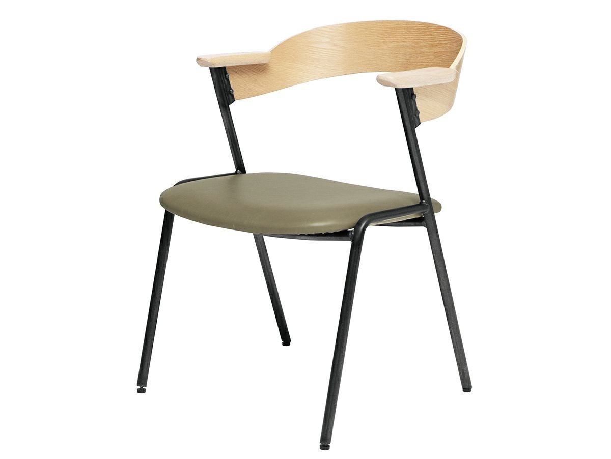 ダニス ショートアームチェア アームナチュラル アイアン ダイニング