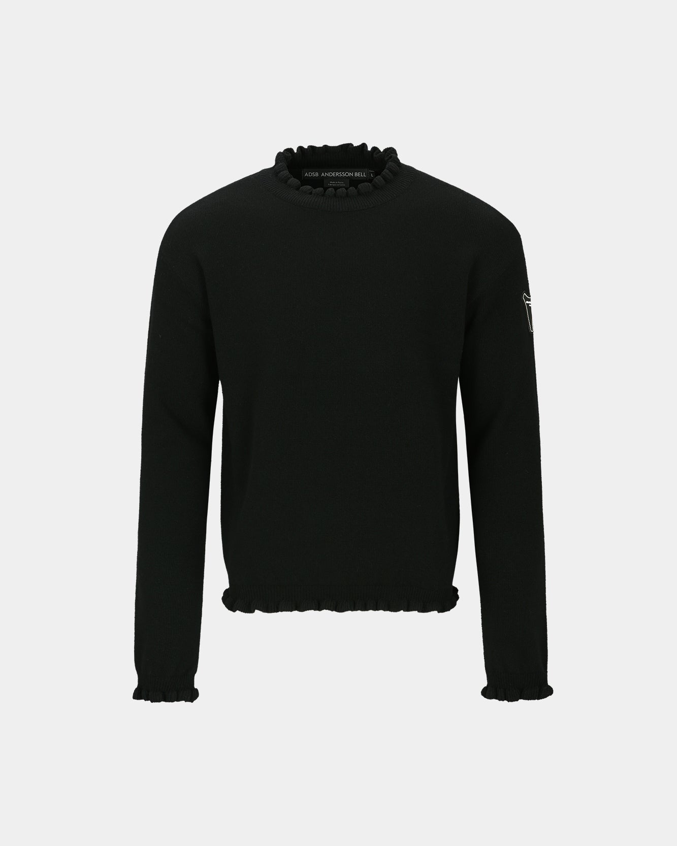 FLOWER RIB CREW-NECK SWEATER atb1173m(BLACK) – Andersson Bell
