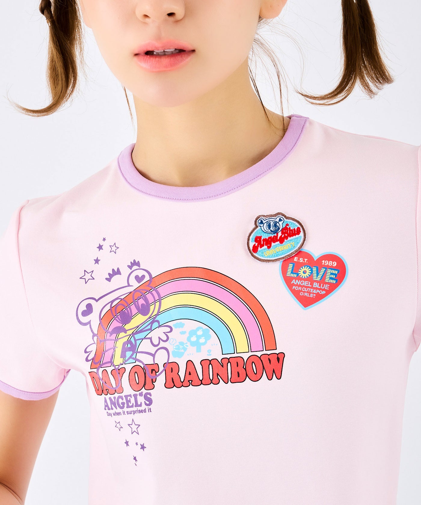 ANGEL BLUE|エンジェルブルー 35周年リンガーTシャツ 半袖 チビT ミニ