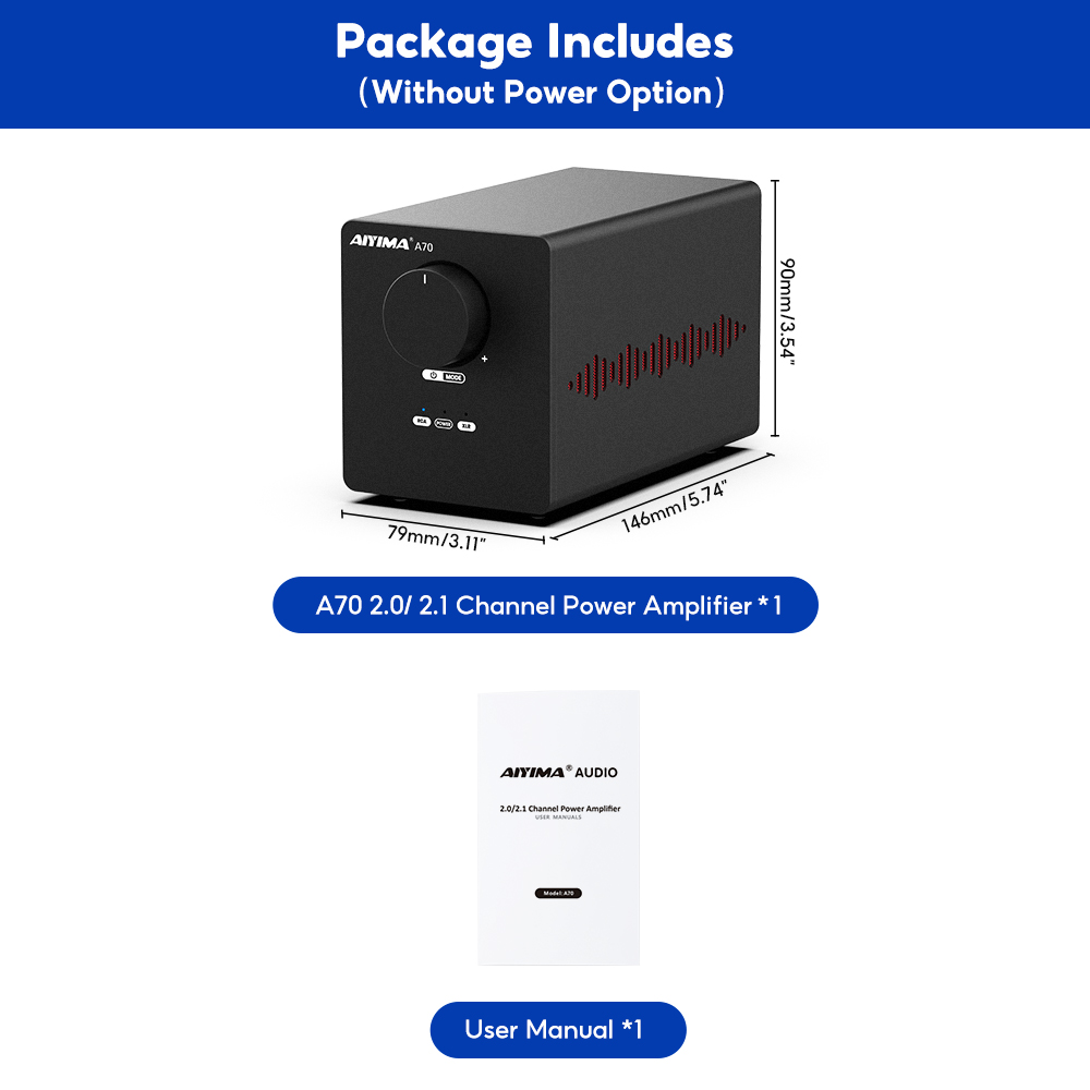 オーディオアンプAIYIMA-A70 W x 2,300,tpati3255,12v,バランス入力