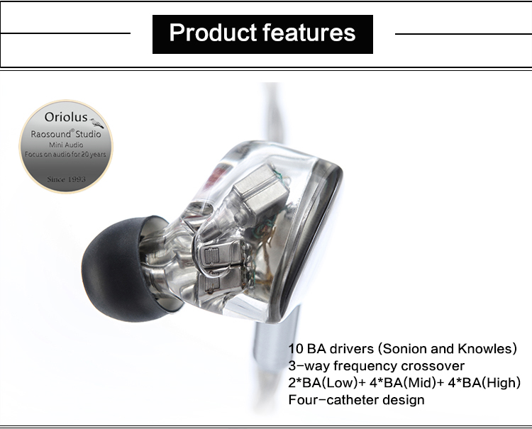 Oriolus Mellianus 10 BA Balanced Armature Drivers HiFi In ear Earphone