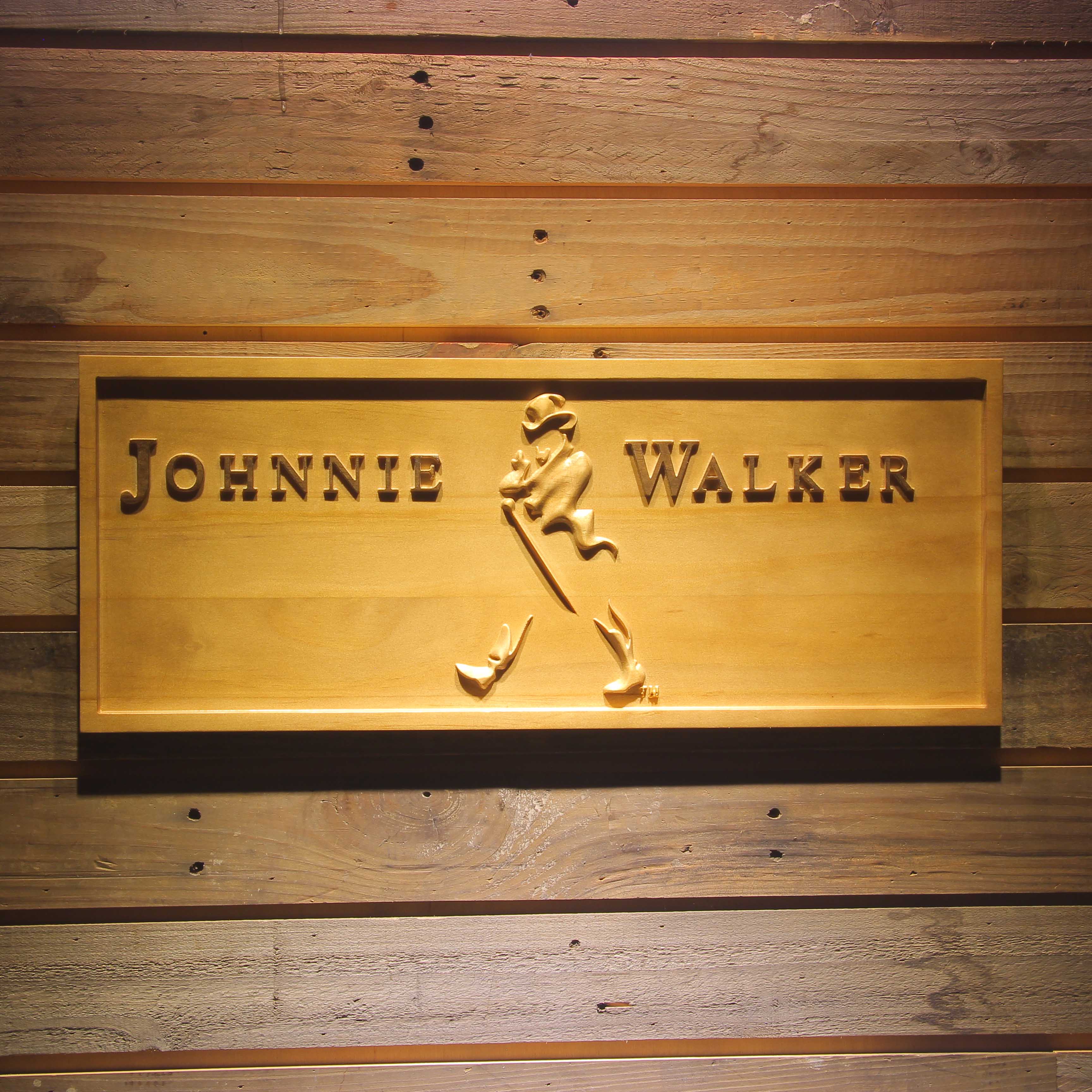 Johnnie Walker Whiskey 3D Wooden Sign | Man-Kave