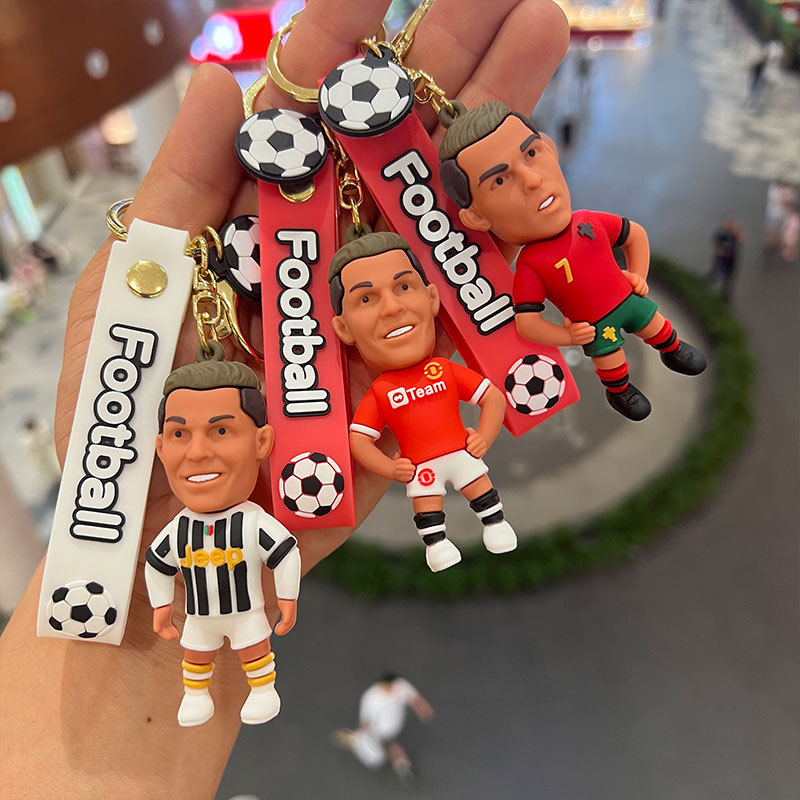 Football Star Ronaldo Figure Keychain Jewelry Bag Pendent Keyring