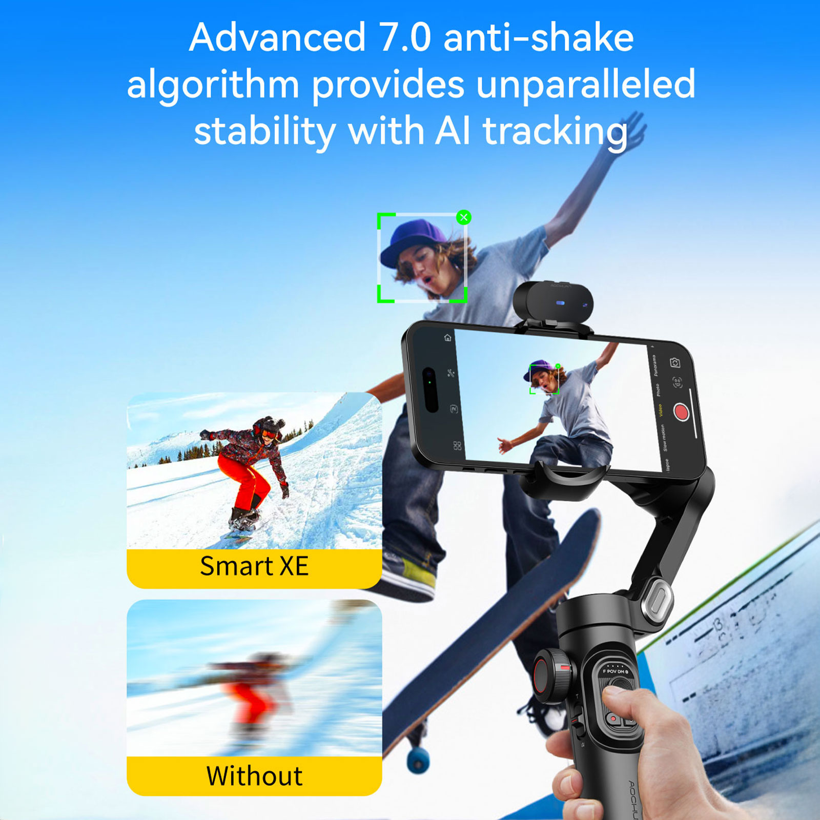 Aochuan-スマートフォン3軸ジンバルスタビライザー、スマートxe ai