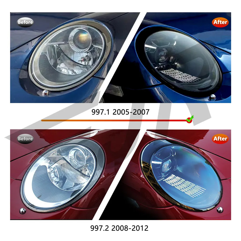 車のヘッドライトは、ポルシェ 997.1 および 997.2 にアップグレード