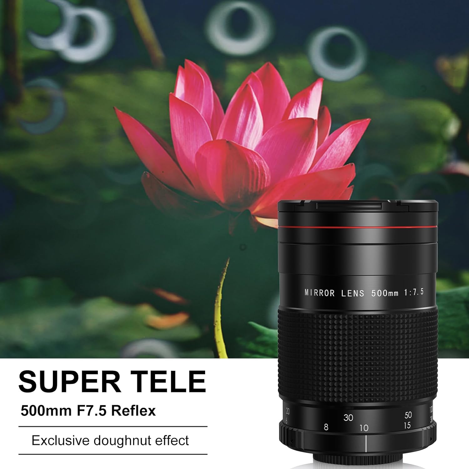 Lightdow-手動の超望遠ミラーレンズ、t2アダプターリング付きカメラ