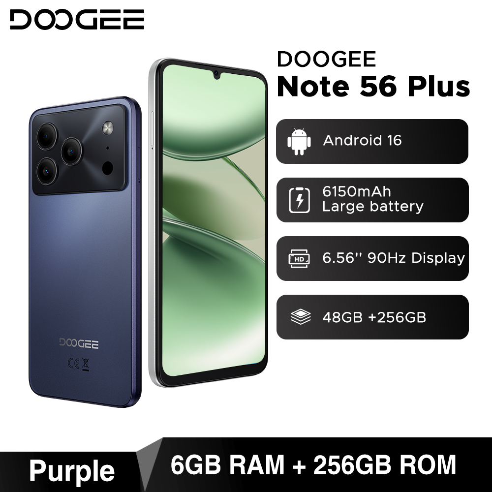 Global Version DOOGEE Note56 Plus Android 16 Smartphone 48GB+256GB