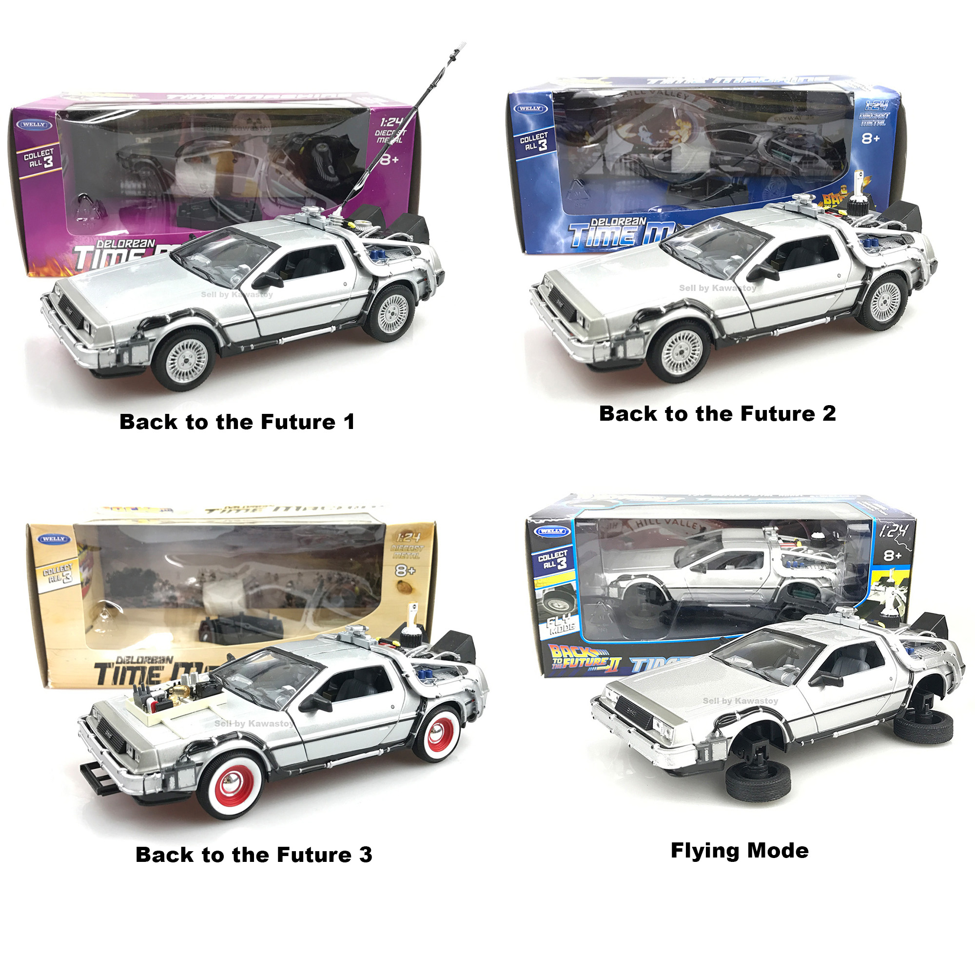 Welly 1:24スケールdelorean dmcザ · フューチャー1 2 3 & 飛行モード