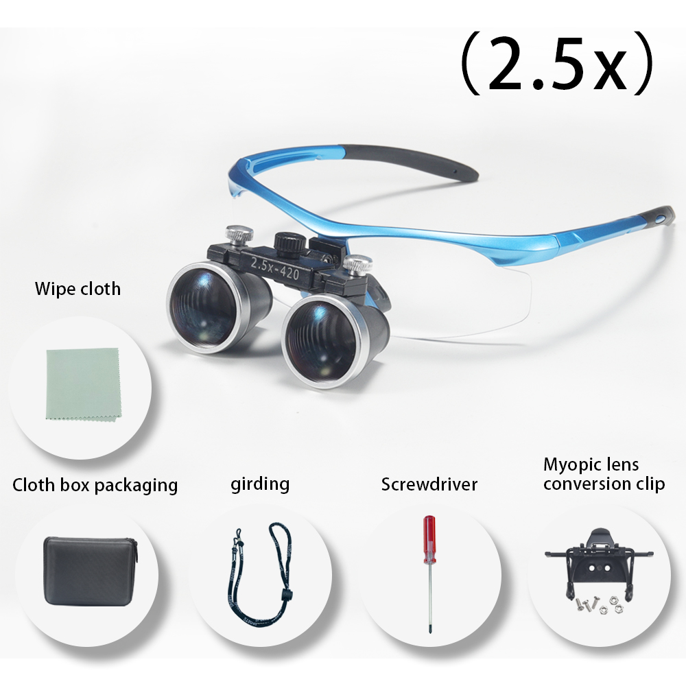 歯科双眼拡大鏡 2.5X 3.5X 超軽量光学ルーペ 320-420 ミリメートル歯科