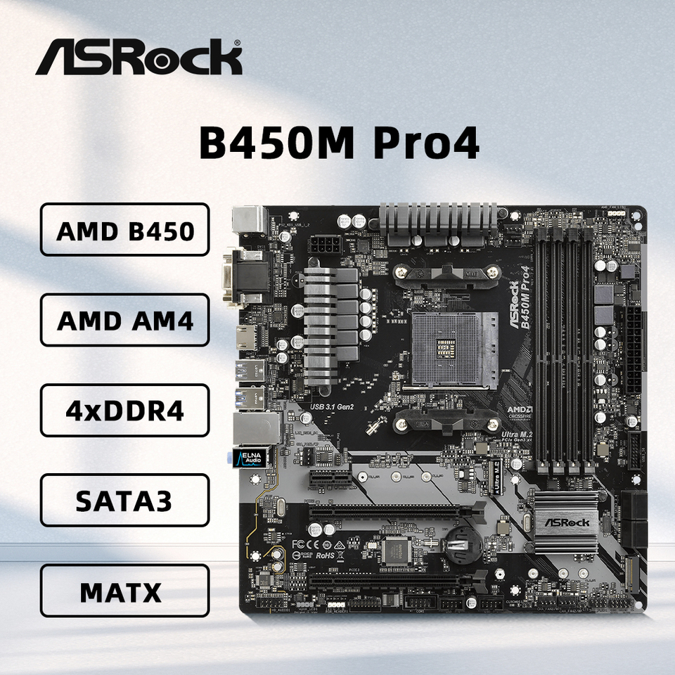 ASRock B450M PRO4 Motherboard Support Ryzen 5 5600 5600G R7