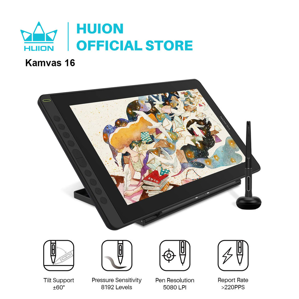HUION Kamvas 16(2021) Graphics Drawing Monitor Battery-free