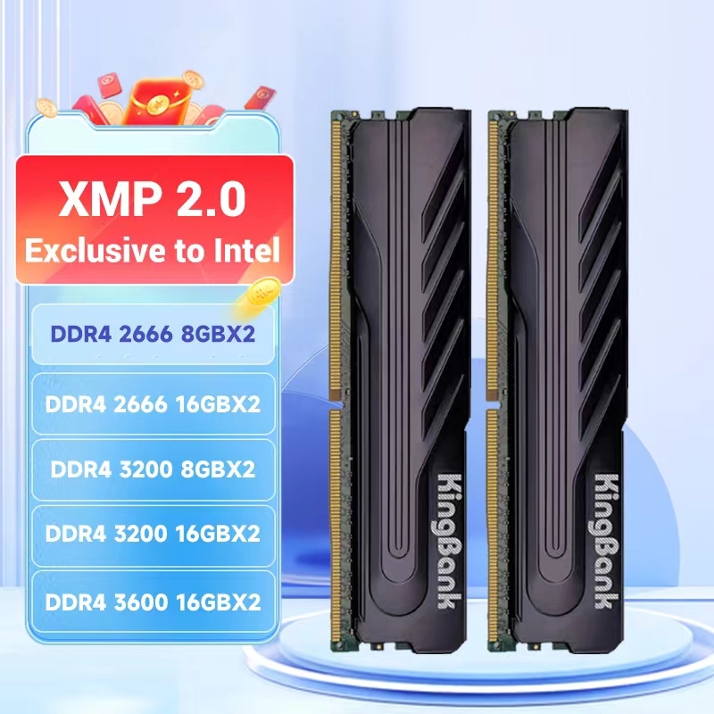 KingBank RAM Memory DDR4 16gbx2 8gbx2 2666MHz 3200MHz 3600MHz XMP