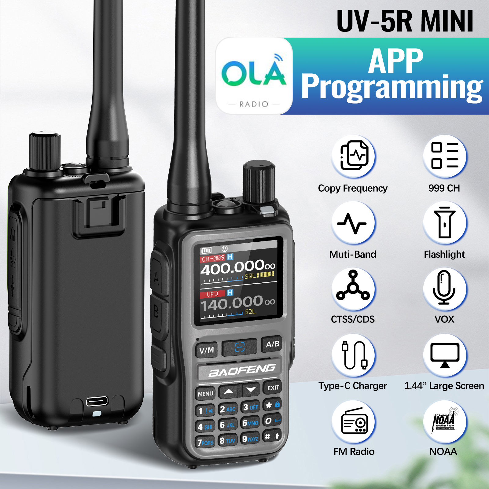 BAOFENG UV-5R ミニトランシーバー フルバンド Bluetooth