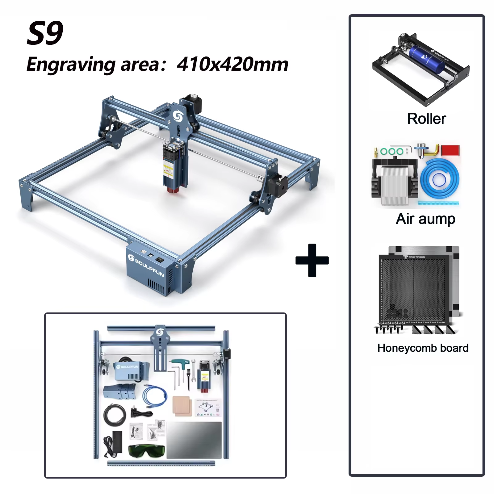 SCULPFUN S9 90W 効果レーザー彫刻機 超薄型レーザービーム整形技術
