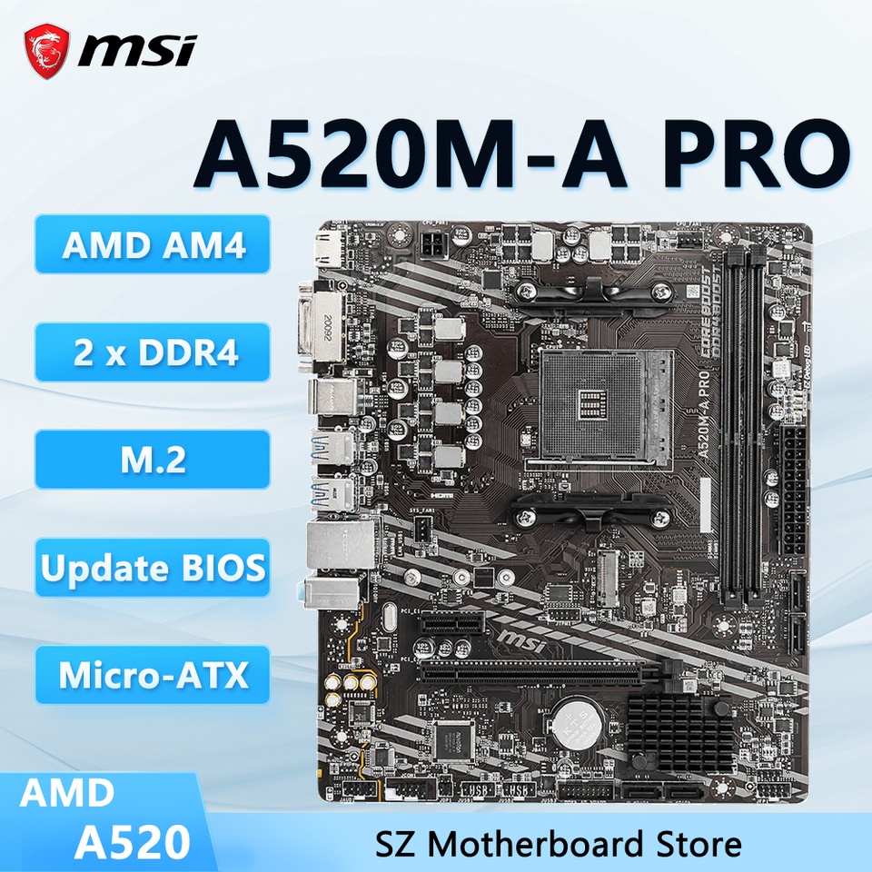 MSI brand new A520M-A PRO AM4 motherboard memoria ram ddr4 AMD