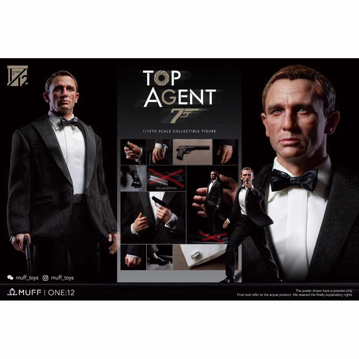 Goods in Stock 100% Original MUFF TOYS TOP AGENT 007 1/12 Daniel